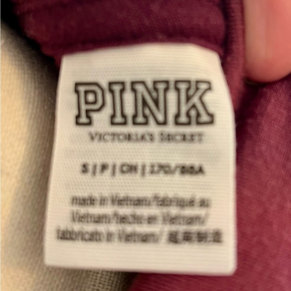 VS Pink Burgundy Velvet Hoodie-Small - Picture 3 of 3